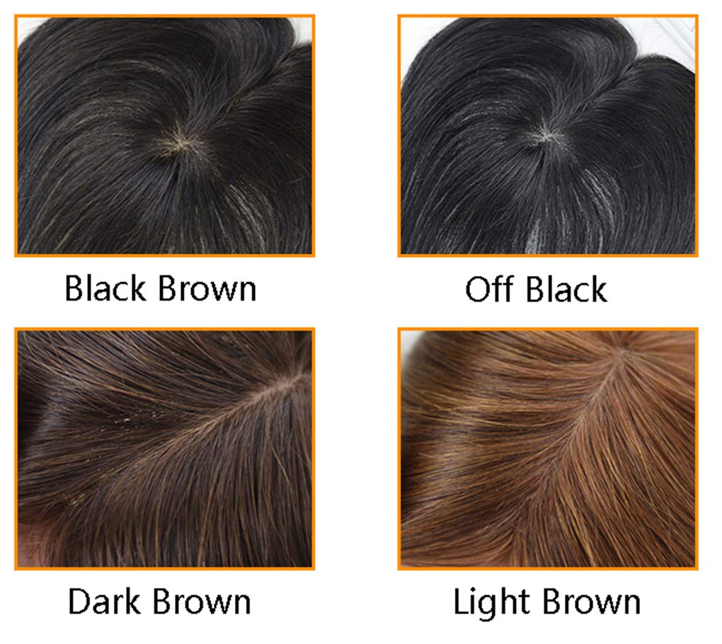 Curly Human Hair Toppers Clip on Hand Tied Mono Wiglet Top Hairpieces for Women with Thinning Hair (14" Black)