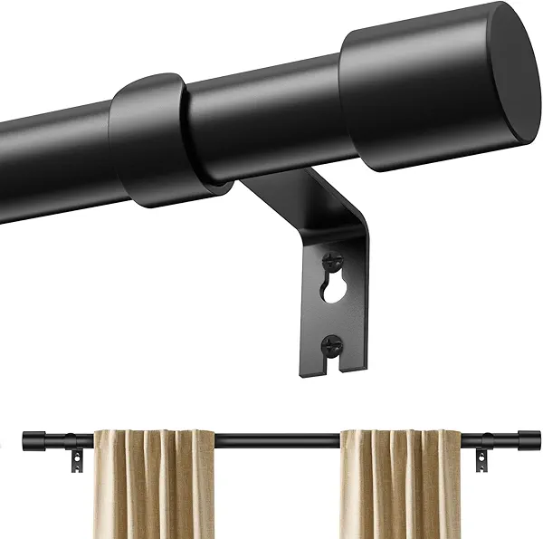 Curtain Rods for Windows 72 to 144, 1 Inch Black Curtain Rod Adjustable, Heavy Duty Curtains Rods Modern Style for Bedroom/Living Room/Kitchen, 32"-150"