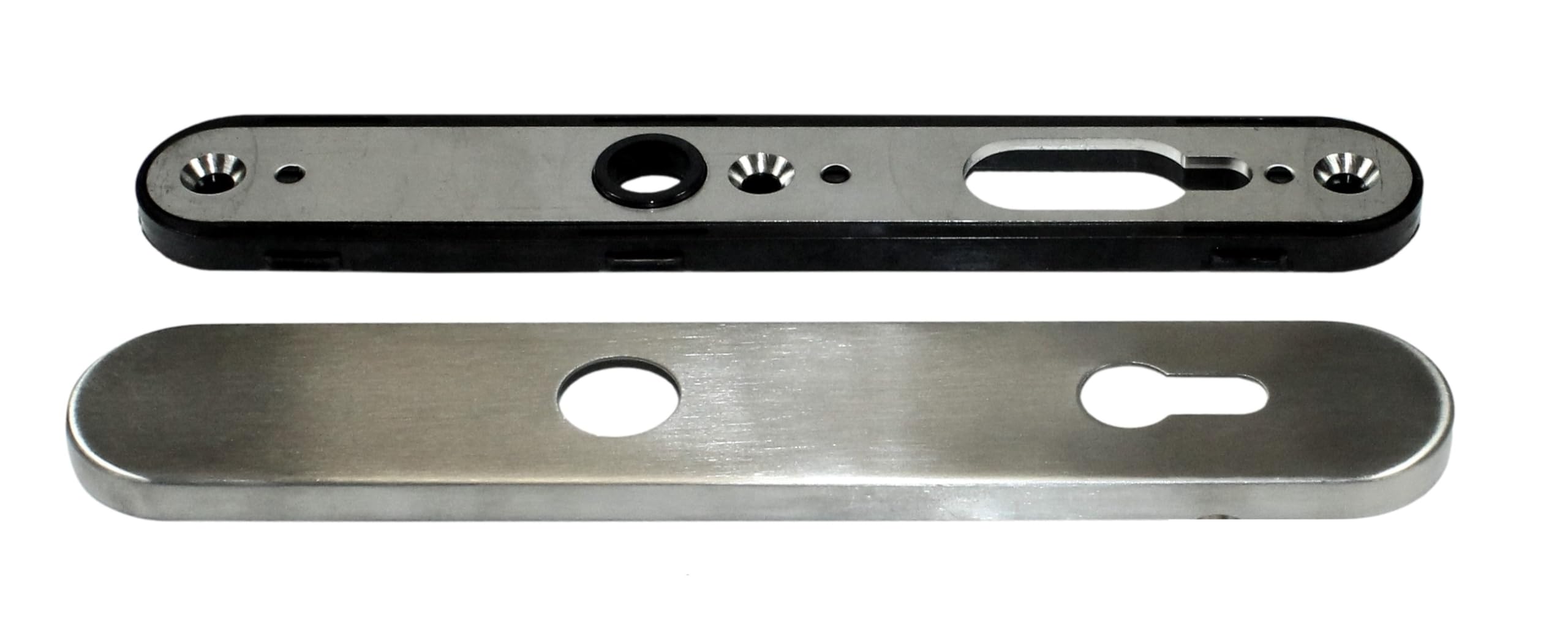 SN-TEC BKS Haustür Edelstahl Schutzbeschlag mit Ziehschutz ES1, Langschild mit gekröpften Rundknauf, DIN L/R, TS 35-50mm, 8 und 10mm