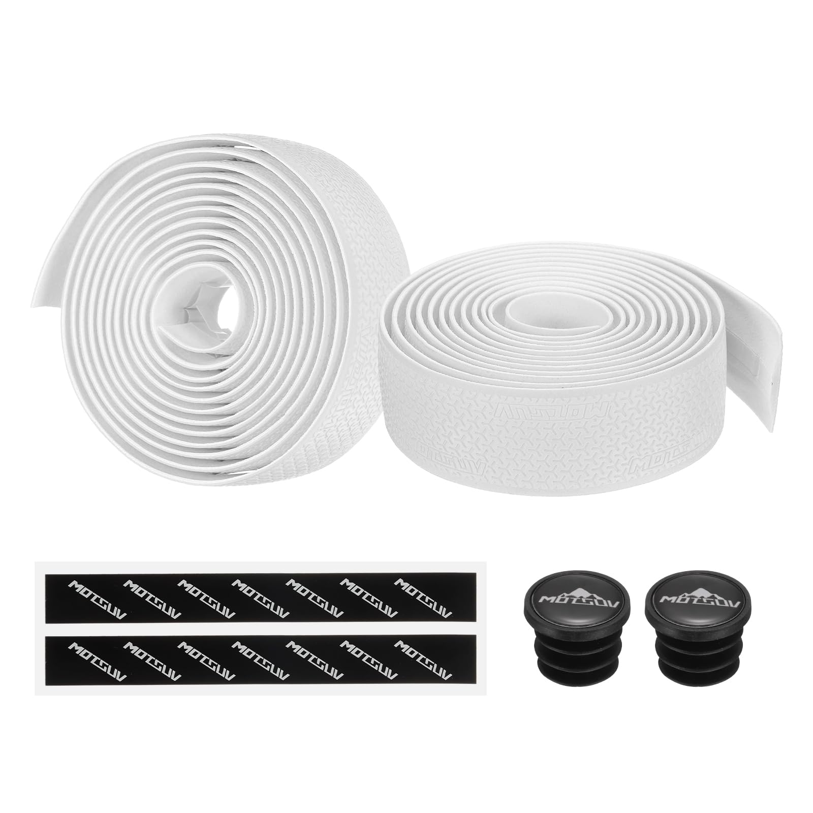 PATIKIL PU EVA Bike Handlebar Tape, 1 Pair Bicycle Bar Tape Ergonomic Comfort One Size with End Plugs & Adhesive Backs for Road Cycling Folding, White
