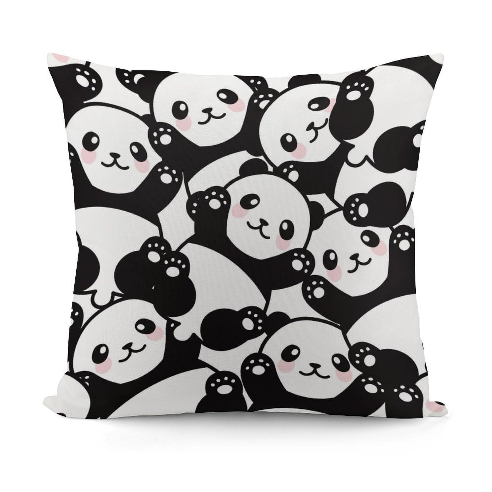 FekiLoot Panda Plush Cushion Covers, Double-Sided Throw Pillow Covers with Invisible Zipper, Comfortable Soft Square Cushion Cases for Sofa Bedroom Living Room 18x18 Inch (45x45cm)