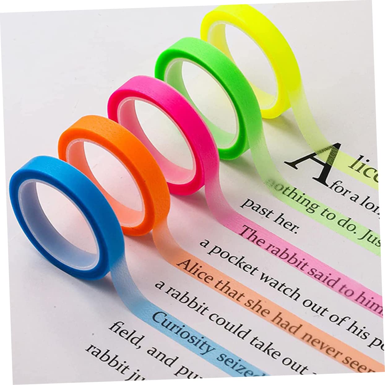 80rollos Cintas Adhesivas Fluorescentes De Transparentes Para Libros De Marcadores Para Anotaciones y Estudio Para Lectura y Organización De Notas