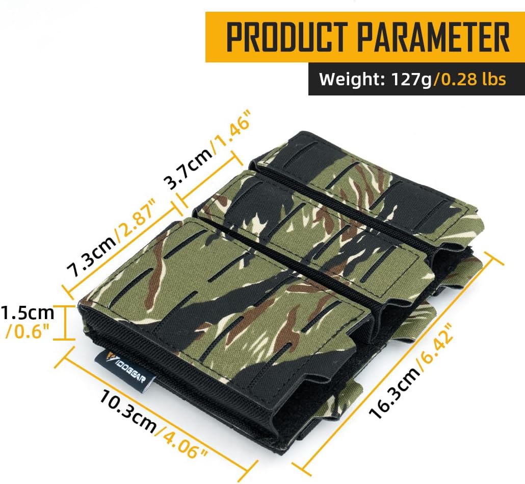 IDOGEAR Tactical 5.56mm Rifle Mag Pouch and Double 9mm Pistol Magazine Pouch Set with Open Top Quick Release and MOLLE Compatible - Image 5