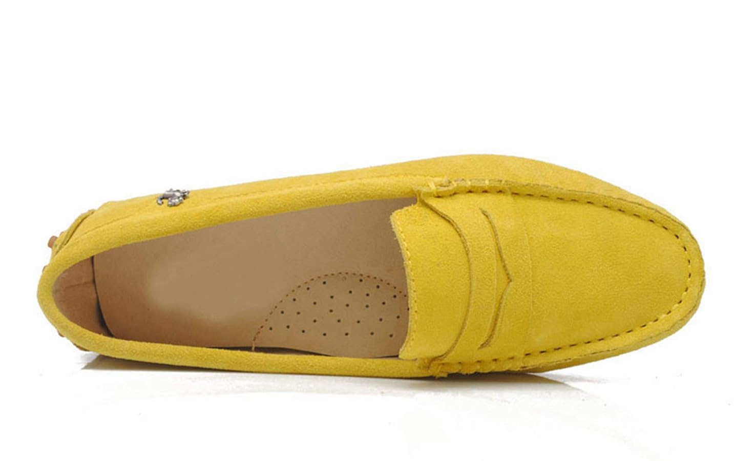 Amazon.com | Minishion Women's Penny Loafers Yellow Suede