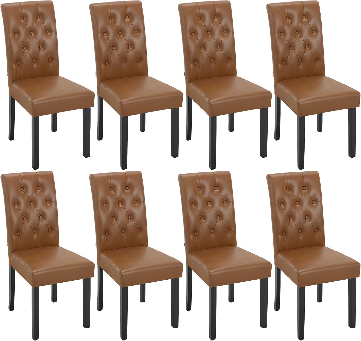 WOLTU Esszimmerstühle 2er Set, Küchenstuhl mit hoher Rückenlehne, Polsterstuhl, Wohnzimmerstuhl, gepolsterter Stuhl, aus Kunstleder-Bezug Holzbeinen, für Esszimmer & Küche, #3037