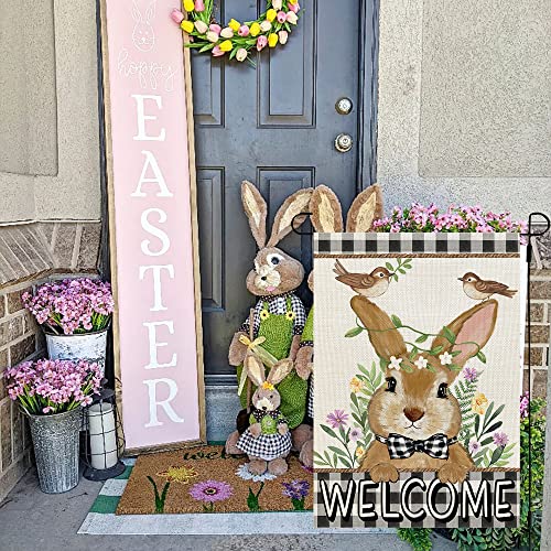 Crowned Beauty Easter Bunny Garden Flag Floral 12X18 Inch Double Sided For Outside Burlap Small Buffalo Plaid Birds Welcome Yard Holiday Flag Cf717-12 #TOP6