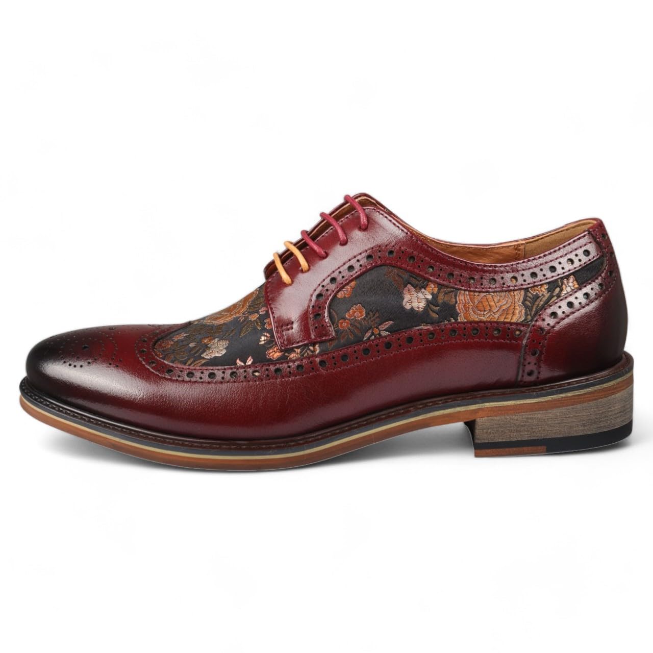 Scarpe Eleganti Brogue in Pelle con Stampa Floreale da Uomo - Ross