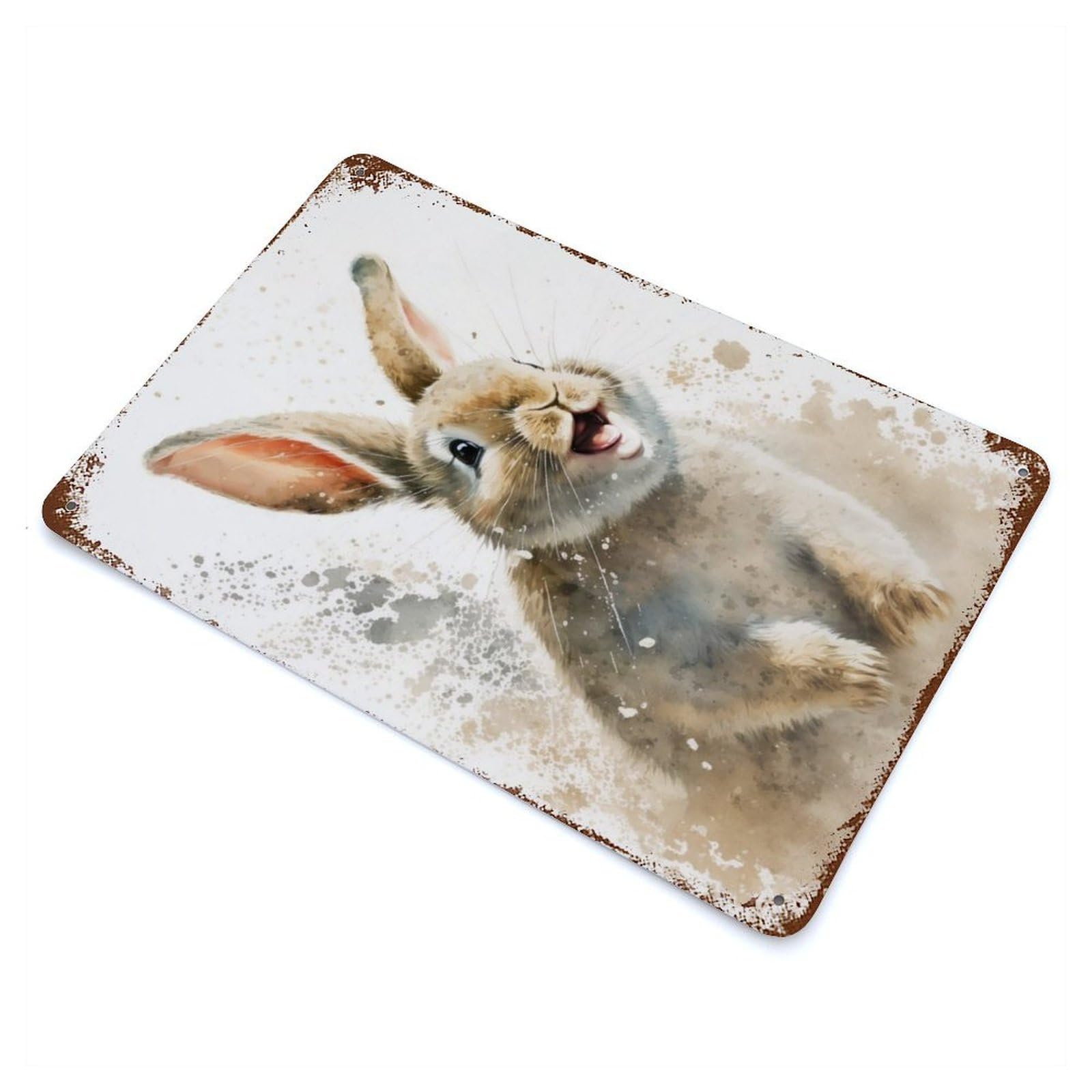 Rabbit Watersketch Drawing Retro Metal Sign 11.8"x7.9", Classic Wall Plaque for Garage, Pub Or Kitchen