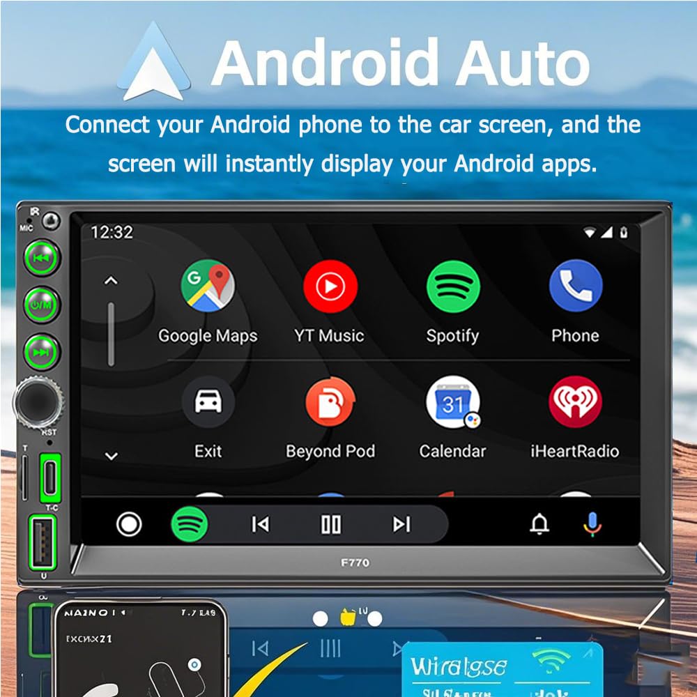 7" HD Touch Screen Mirror Link do radia samochodowego, 2 Din Wireless CarPlay i Android Auto do radia samochodowego, odbiorniki samochodowe z Bluetooth, nawigacja, kamera cofania FM/Type-C/AUX/RDS