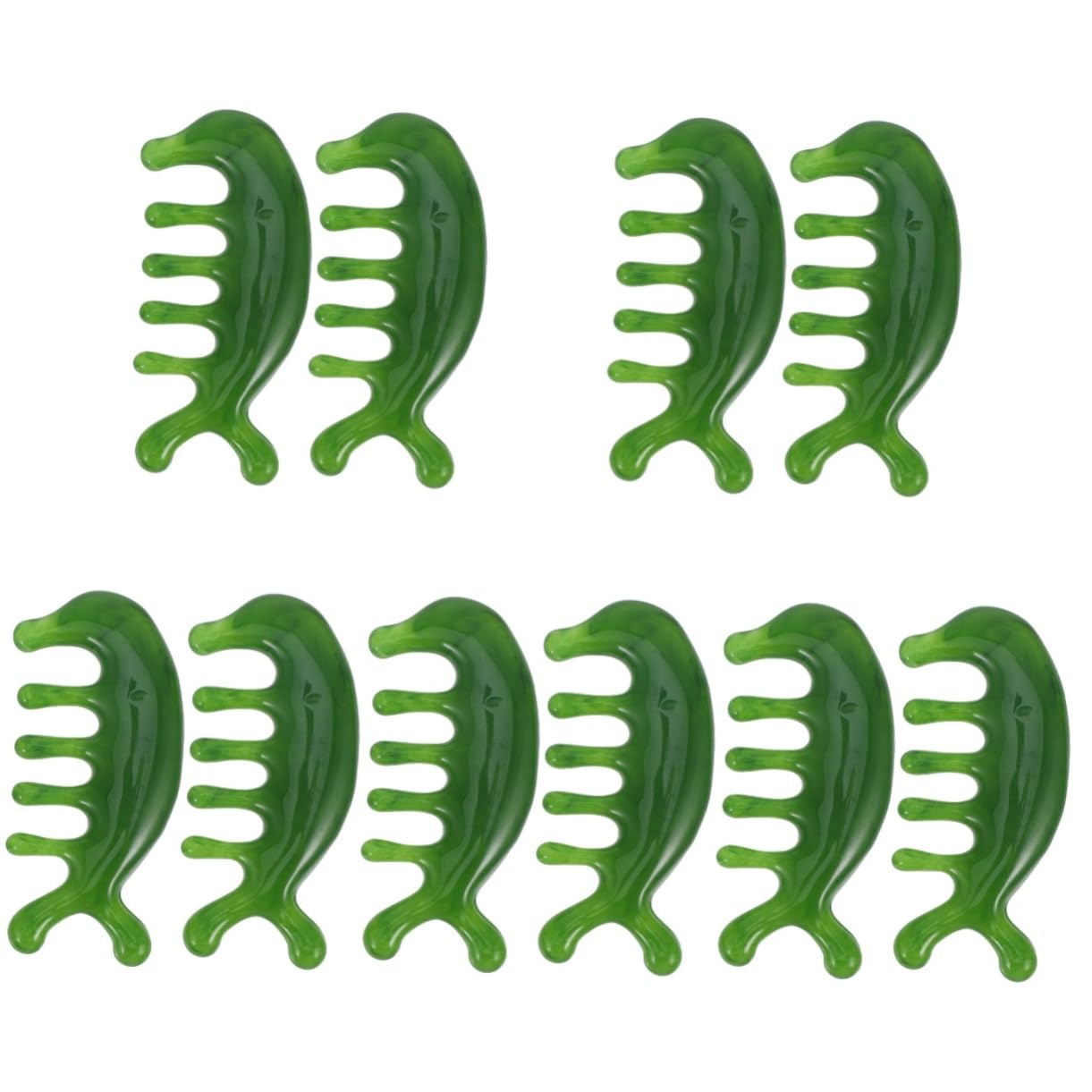 SHERCHPRY 5 Series Peine De Masaje Del Cuero Cabelludo Básico Peine De Masajes Para Piel De Cuidado Del Cabello De Acupuntura De Anchos Jade Verde 2 Piezas X 5