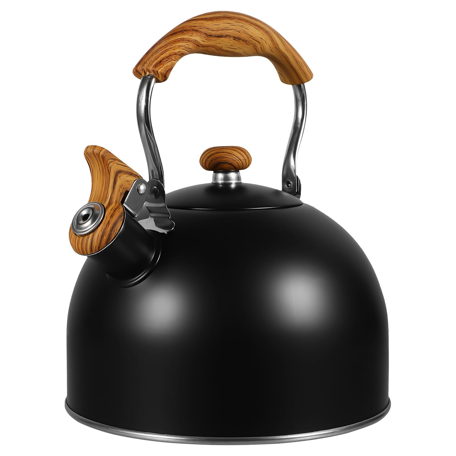 Operitacx Bollitore per Conservazione Energia da 2,5l per Tè in Acciaio Inossidabile Manico in Legno e Fischio Automatico e Uso in Cucina