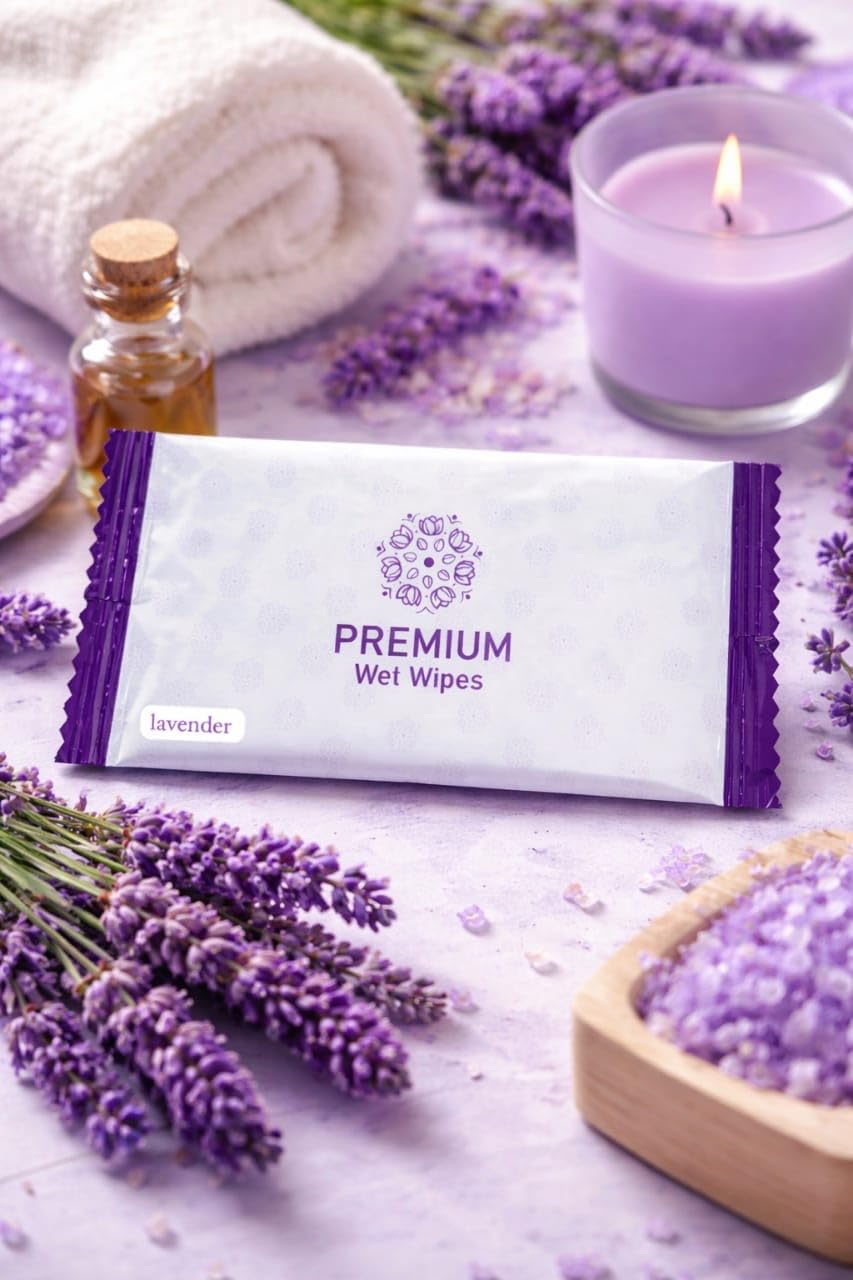 Premium Wet Wipes, Lavender Scented, Single Use, Travel Size (25, Regular)-image-20