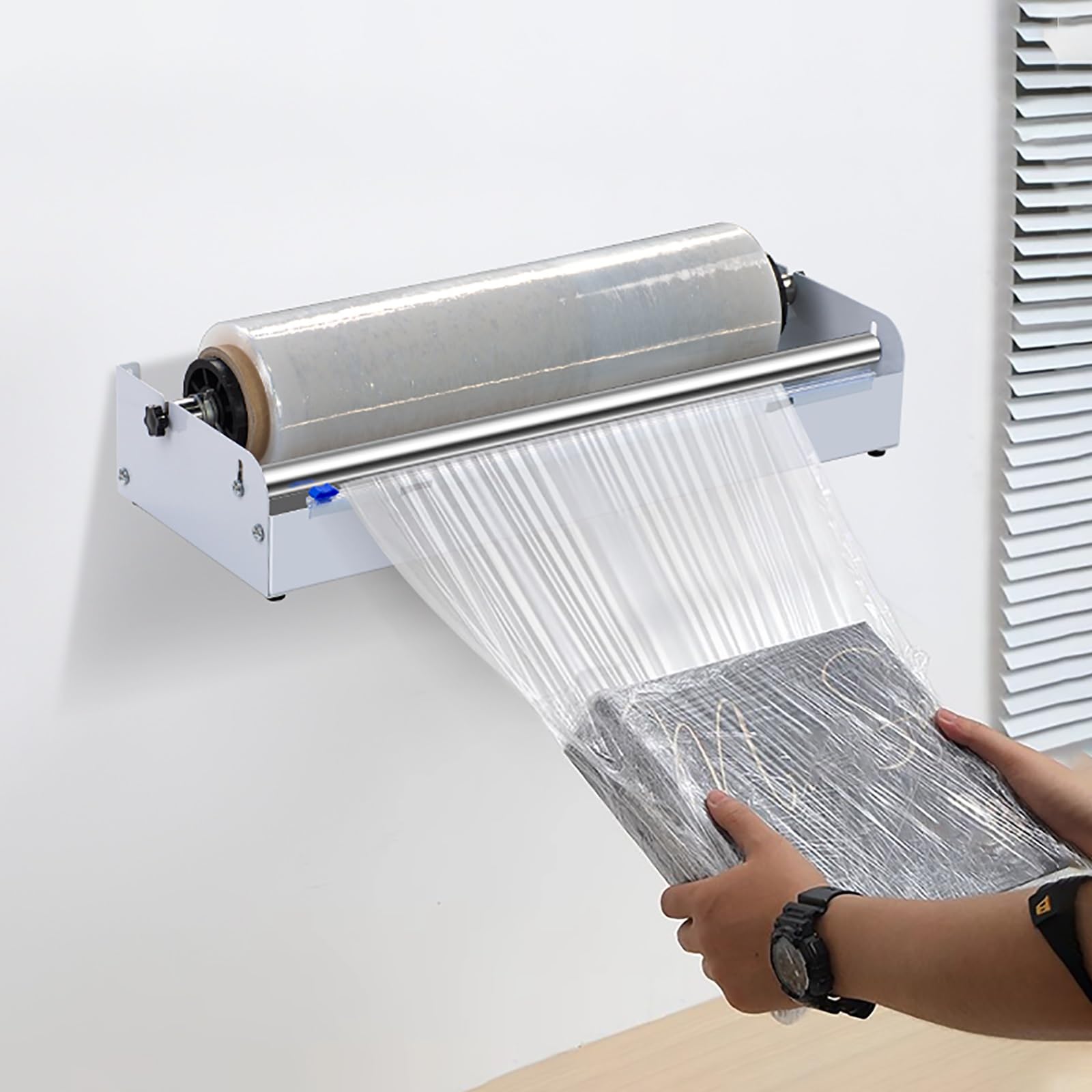 Machine D'emballage avec Distributeur de Film Étirable Distributeur de Film Étirable de Table en Acier Inoxydable Emballeuse Manuelle pour Palettes Convient aux Films D'une Largeur Inférieure à 33cm