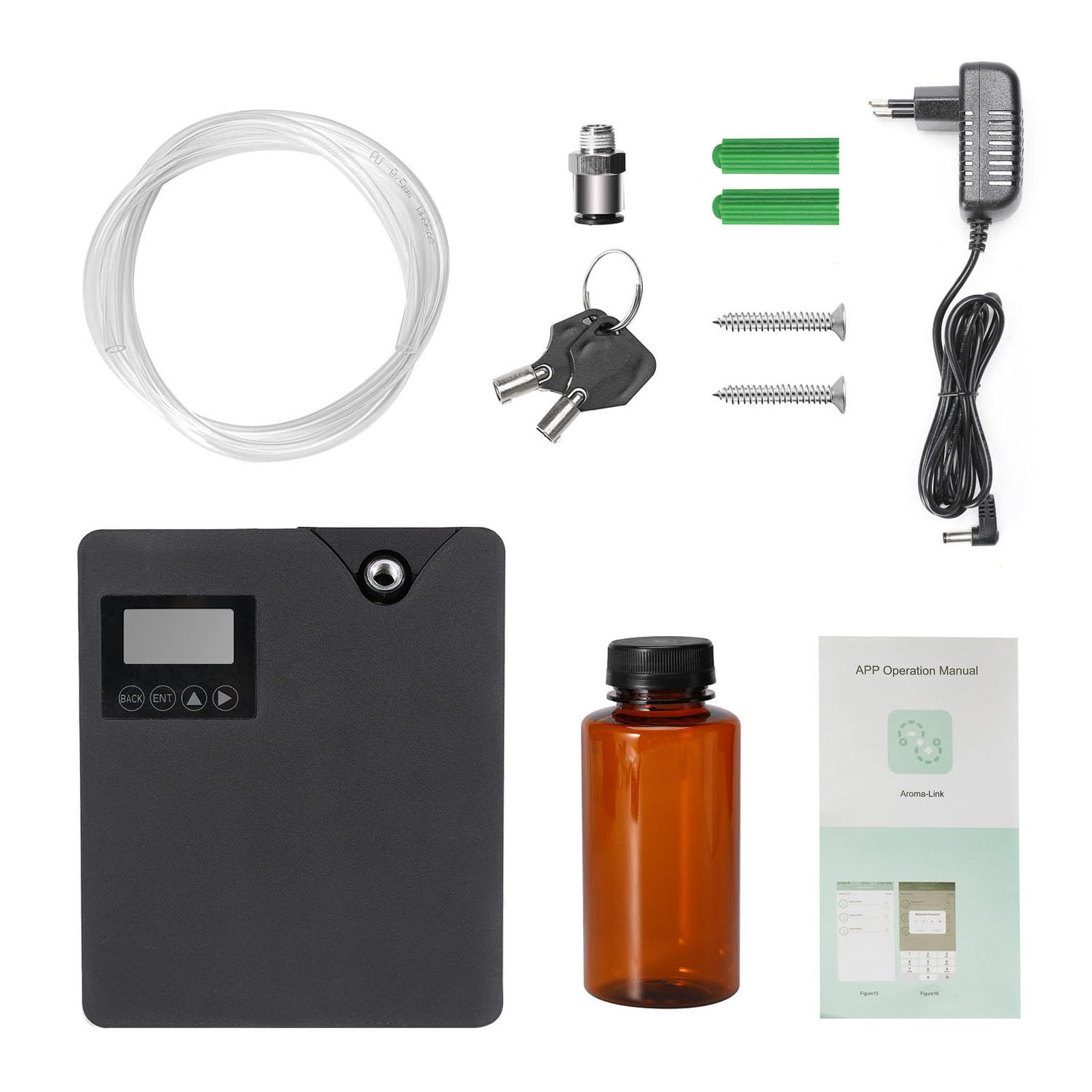 Máquina de aire perfumado inteligente para el hogar, difusor de aceites esenciales sin agua profesional de 300 ml con tecnología de nebulización, control Bluetooth y Wi-Fi (Negro)