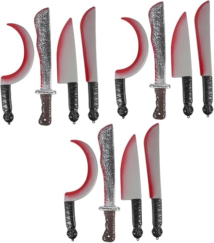 NOLITOY Decoración de Halloween, 12 piezas de accesorios de sangre realistas, accesorios de Halloween con sangre para Halloween, machete de plástico