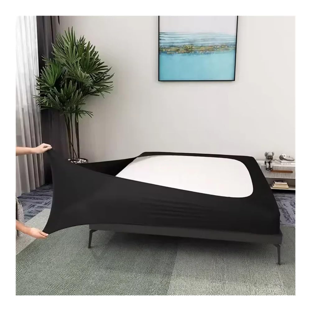 Boxspring-Abdeckung um Bettkasten, Matratzenschutz, 4 Seiten, elastisches Bettkasten-Set für Doppelbett, Doppelbett, Queen-Size-Bett, King-Size-Bett (dunkelgrau, King-Size-Bett: 200 x 200 cm)