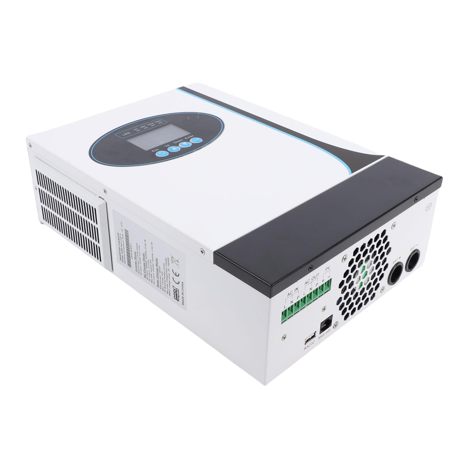 TOPINCN Inversor Solar Híbrido de 1200 W, Onda Sinusoidal Pura, MPPT, para Sistemas Solares Aislados, con Control Remoto y MPPT Integrado.