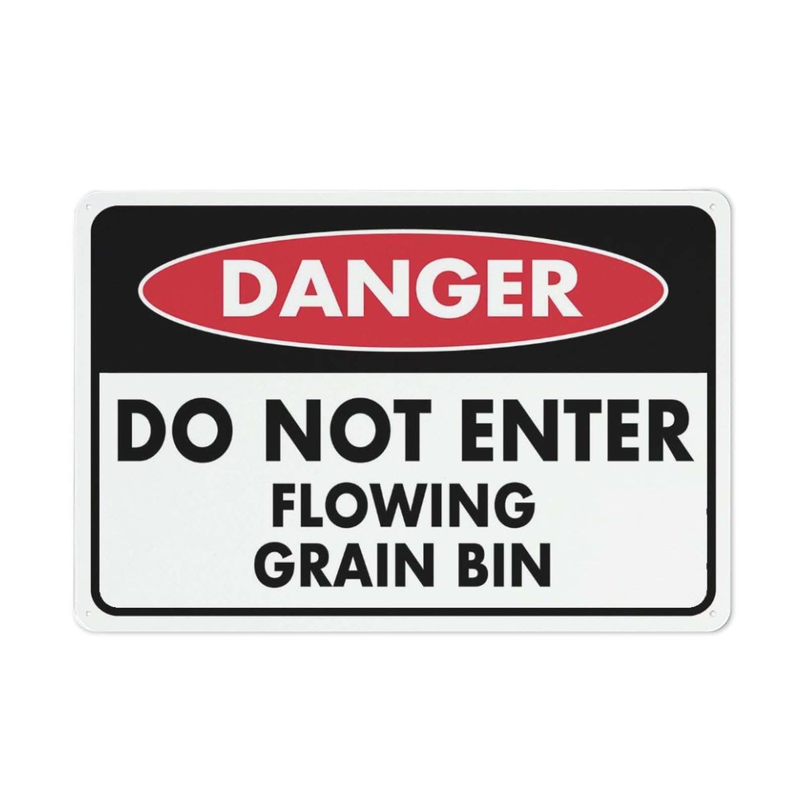 Danger - Do Not Enter Flowing Grain Bin Sign, 8x12 Inch Rust-Free Aluminum - UV-Protected, Waterproof, Weatherproof & Fade Resistant, 4 Pre-Drilled Holes