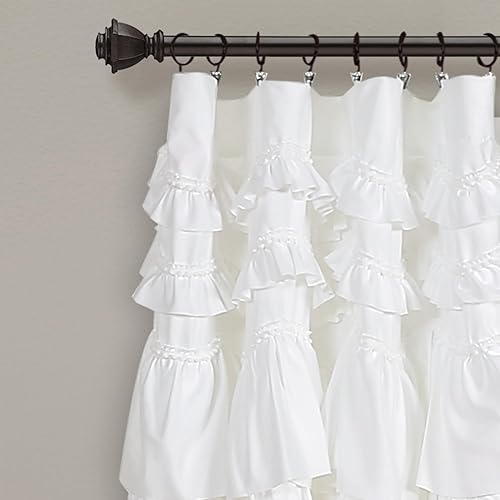 Miniatura 2 de Lush Decor Kemmy - Panel de cortina para ventana con filtro de luz, individual, 52" An x 95" L, blanco - Cortinas - Cortinas con volantes para