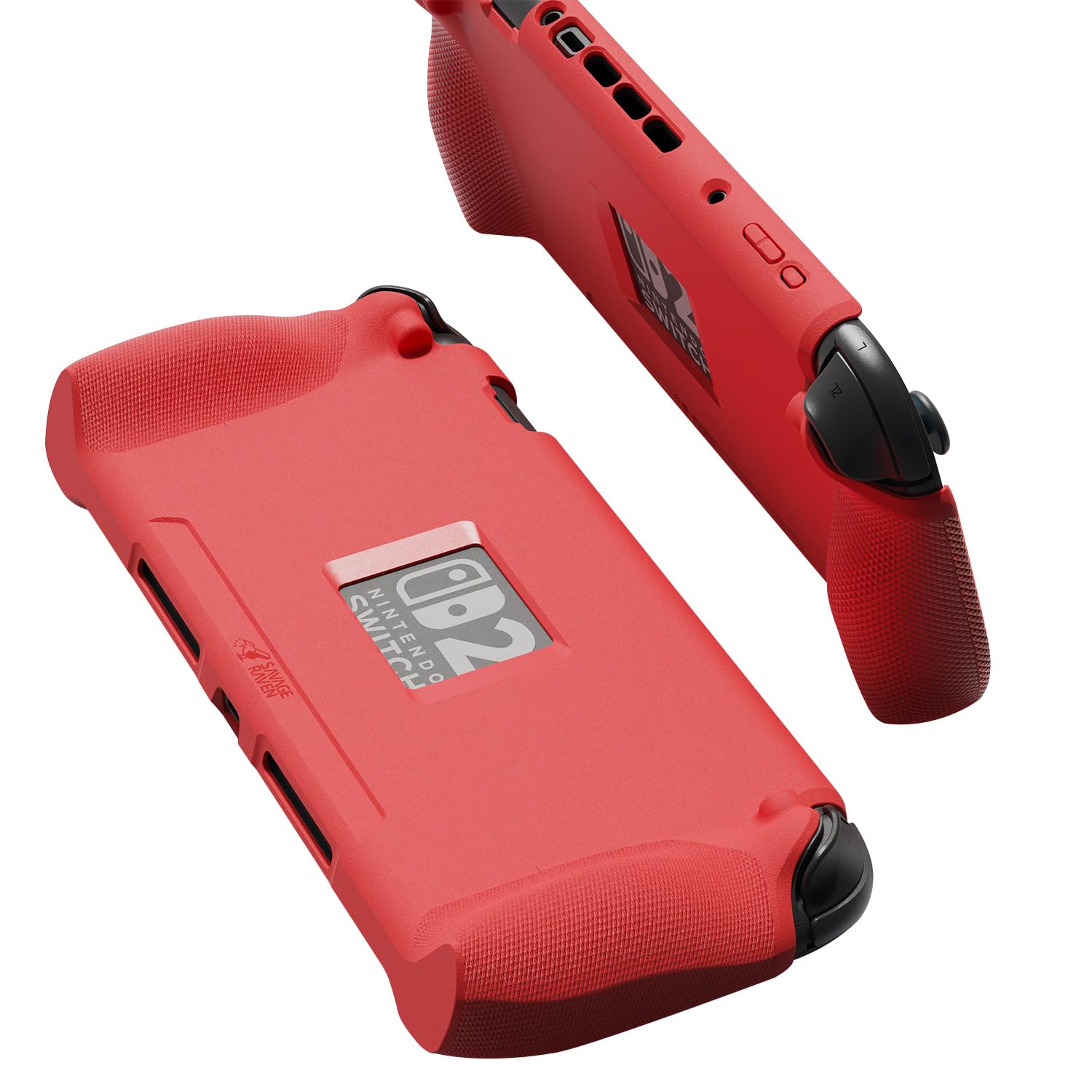 Savage Raven by Skull & Co. StandGrip for Nintendo Switch 2: A Soft Protective Case with Textured Grips Full Protection and Stand, Shock-Absorption Non-Slip and Anti-Scratch Cover Design- Red