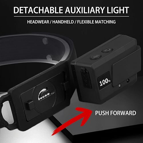 Miniatura 3 de Paquete de 2 linternas LED desmontables 2 en 1, 350 lúmenes recargables para adultos al aire libre, lámpara frontal impermeable con 5 modos,