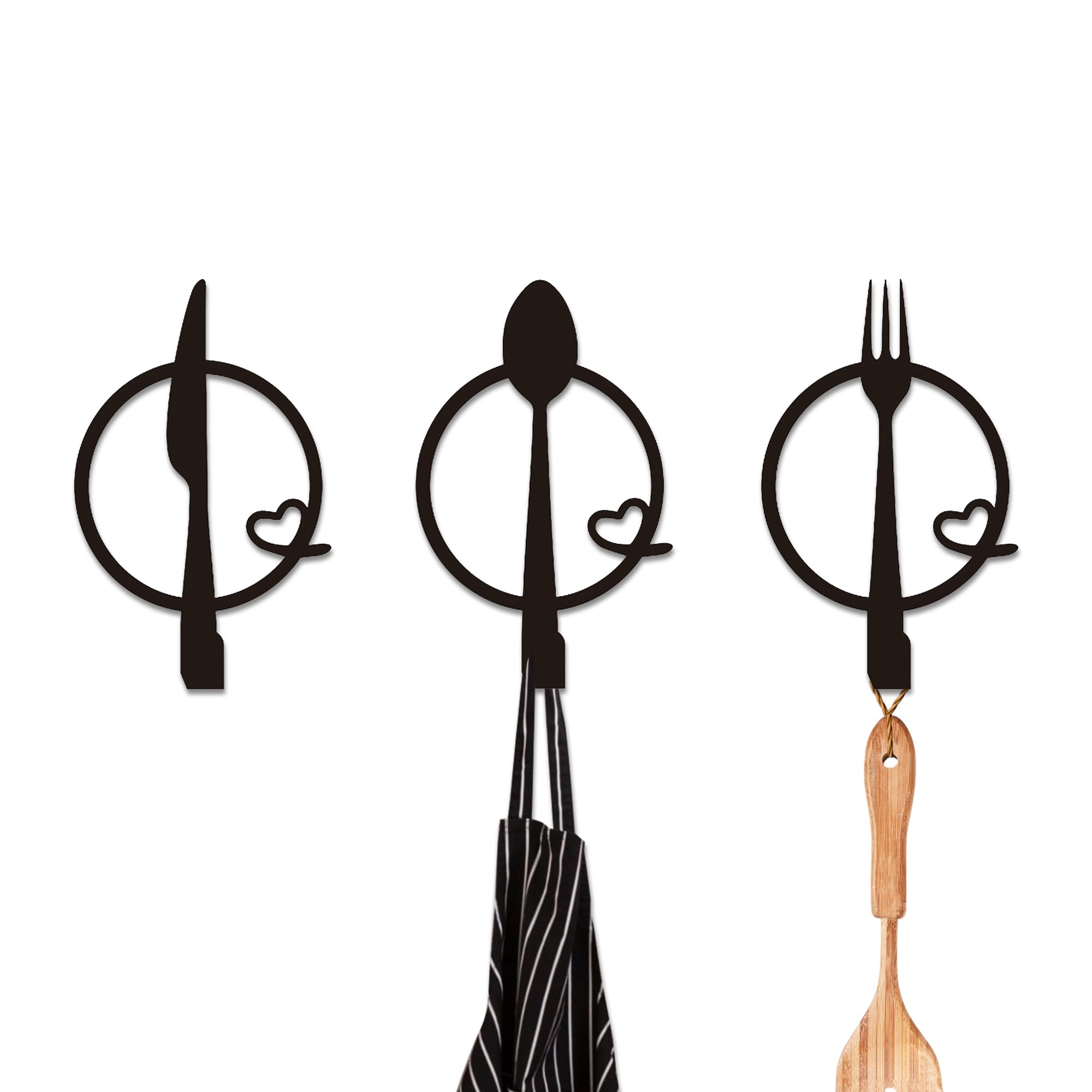 Xedatric Three-Piece Knife, Fork and Spoon Kitchen Hook - Metal Wall Hanging, Modern Kitchen Artwork, Practical Hook for Home, Gift for Women/Mom