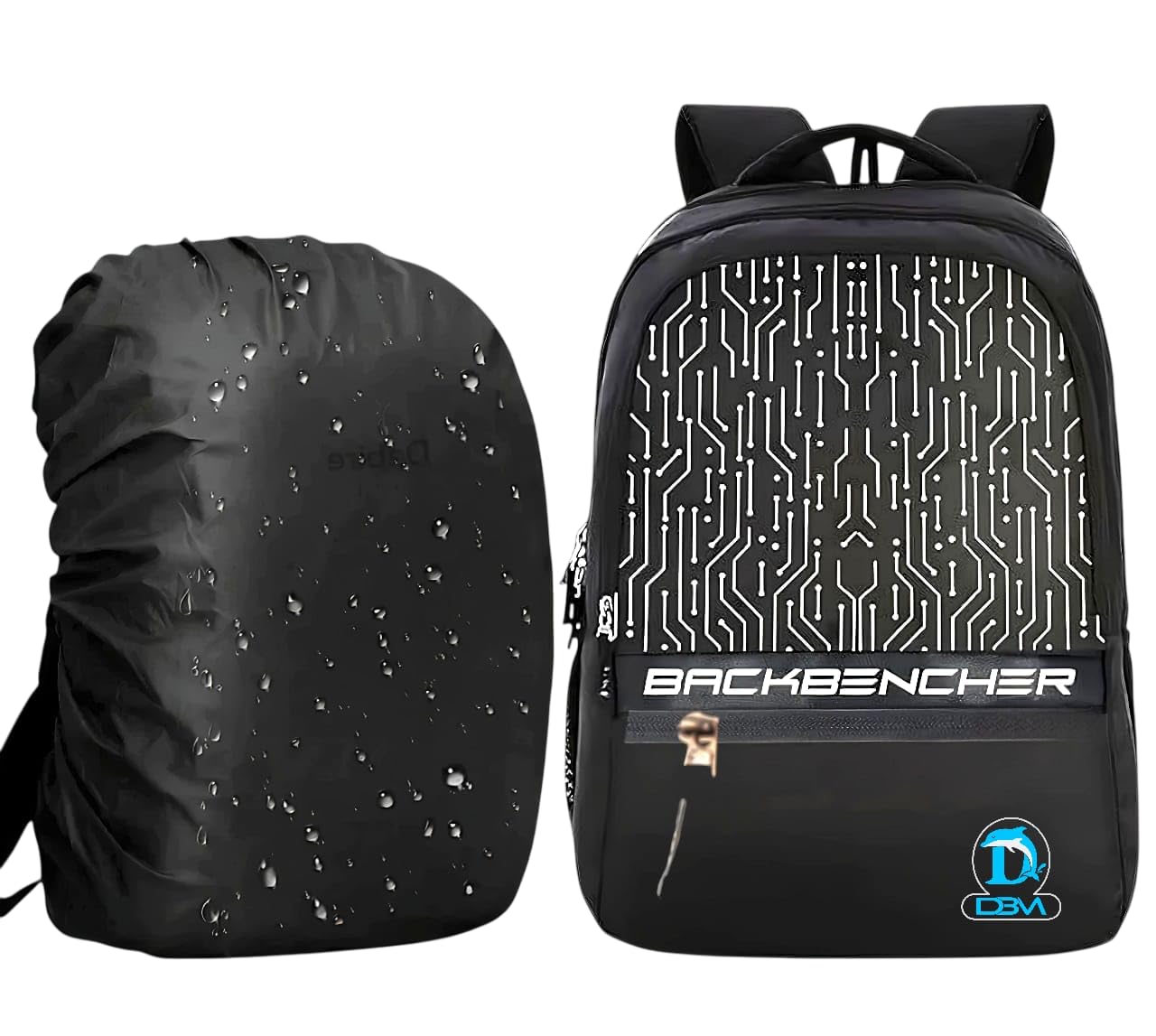37L Backbencher Printed White Circuit Pattern School Bag for Boys with Rain Cover | Laptop & College Bag with Secret Pocket | Waterproof Travel Backpack with Spacious Compartments & Padded Straps-image-10
