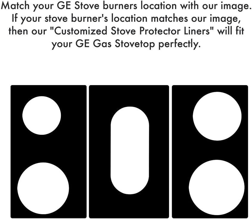Premium Plus Stove Protectors for GE Gas Range Model PGS930YP1FS, Custom Cut, Easy to Clean Stove Liner, Made in the USA.