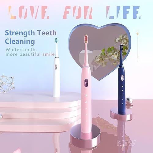 Miniatura 2 de Tkala Fashion Cepillo de dientes eléctrico Sonic con 6 cabezales de cepillo para adultos y niños, una carga durante 120 días, carga rápida