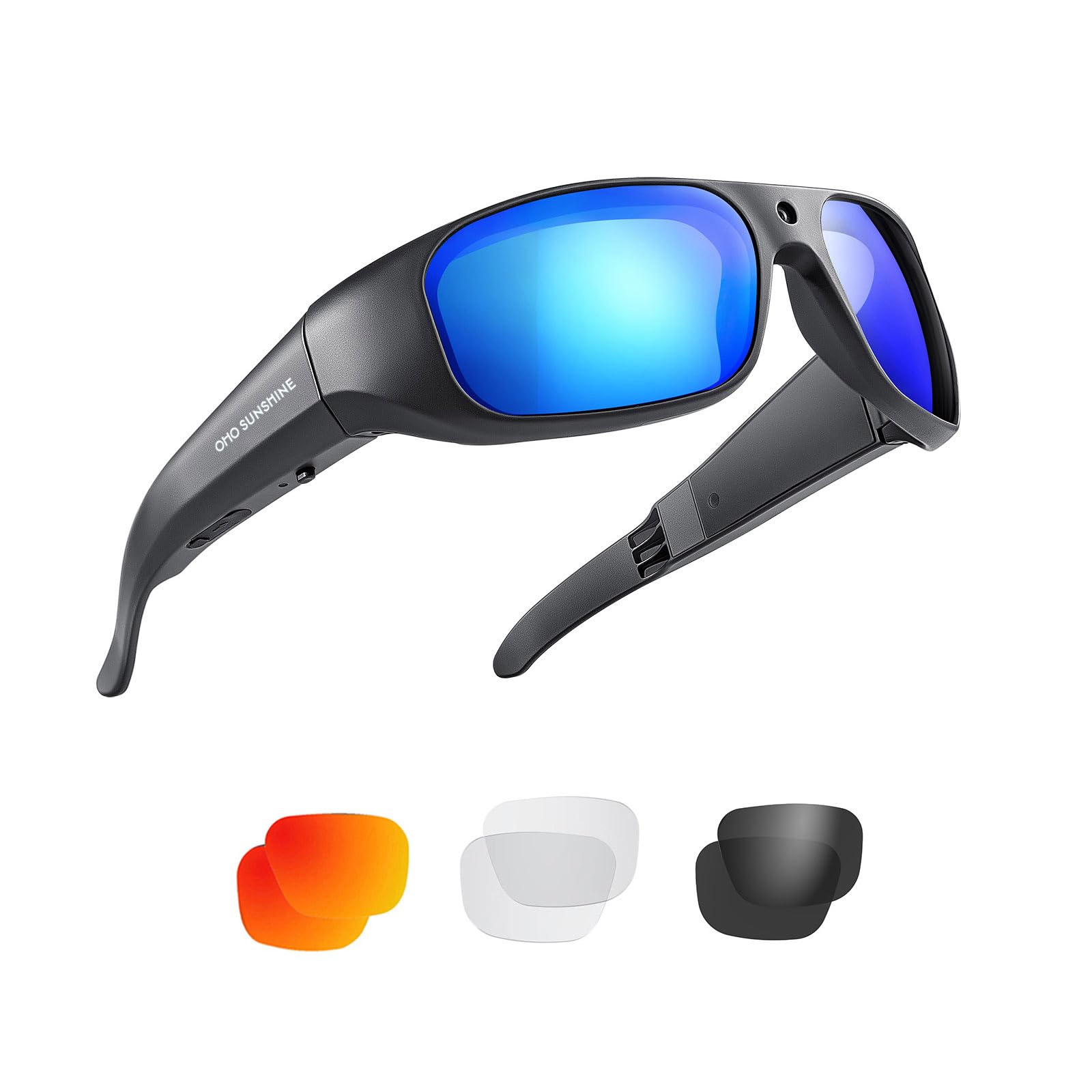 OhO Video Glasses 4K, 24M Resolution H.265 Sports Cam Sunglasses with Built-in 256GB Memory for Outdoor Sport Unisex