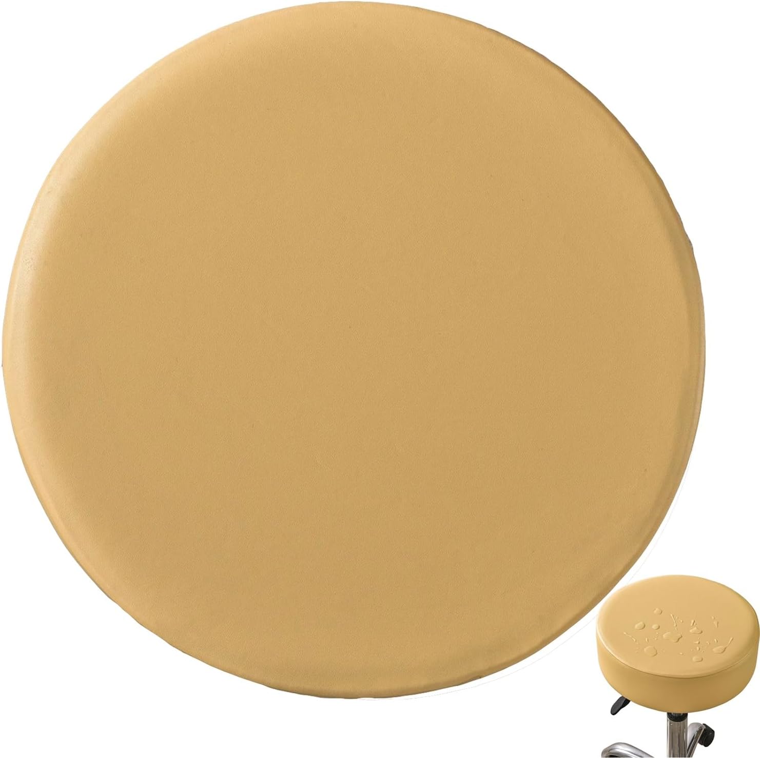 Bar Stool Cover Waterproof Round Seat Cushion Cover Stretch Barstool Slipcovers Set of 1/2/4/ 6 PU Leather Bar Chair Covers with Non Slip Bottom for Bar, Kitchen, Dining Room(3,6PCS_12-15INCH)