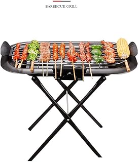 review Portable Griddle Electric, Electric Grill Indoor Smokeless Barbecue Grill with Non-Stick Grill Net, Adjustable Heat Control, Grease Drip Tray, Extra Large Surface 62X32cm, Black, 2000W