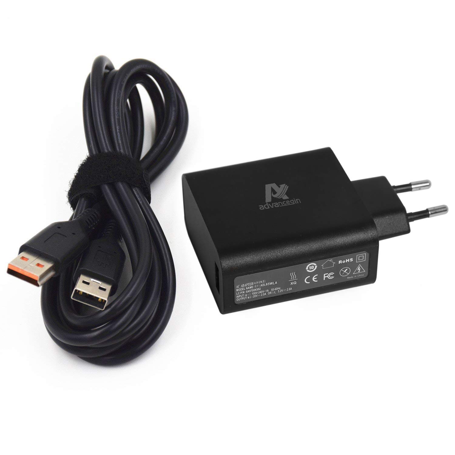 Caricabatterie Universale 65W Per Lenovo Yoga 900, 700, 900S, Pro 1370, 3, 4, Con Cavo USB, Nero
