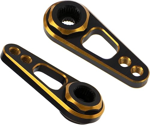 Miniatura 10 de Paquete de 2 bocinas Vgoohobby de aleación de aluminio a control remoto de doble agujero 25T para servo de dirección compatible con Recat Axial