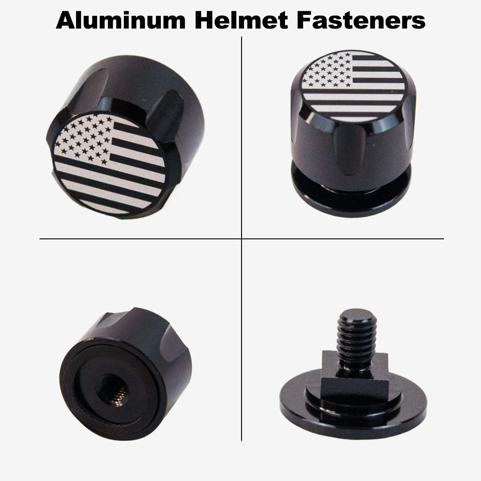 Black Welding Hood Helmet Fasteners, 1Pair Aluminum USA Flag Pattern Helmet Pipeliner Headgear Replacement Parts Accessories Screws Flip Hood, Anti-Rust, Non-Slip