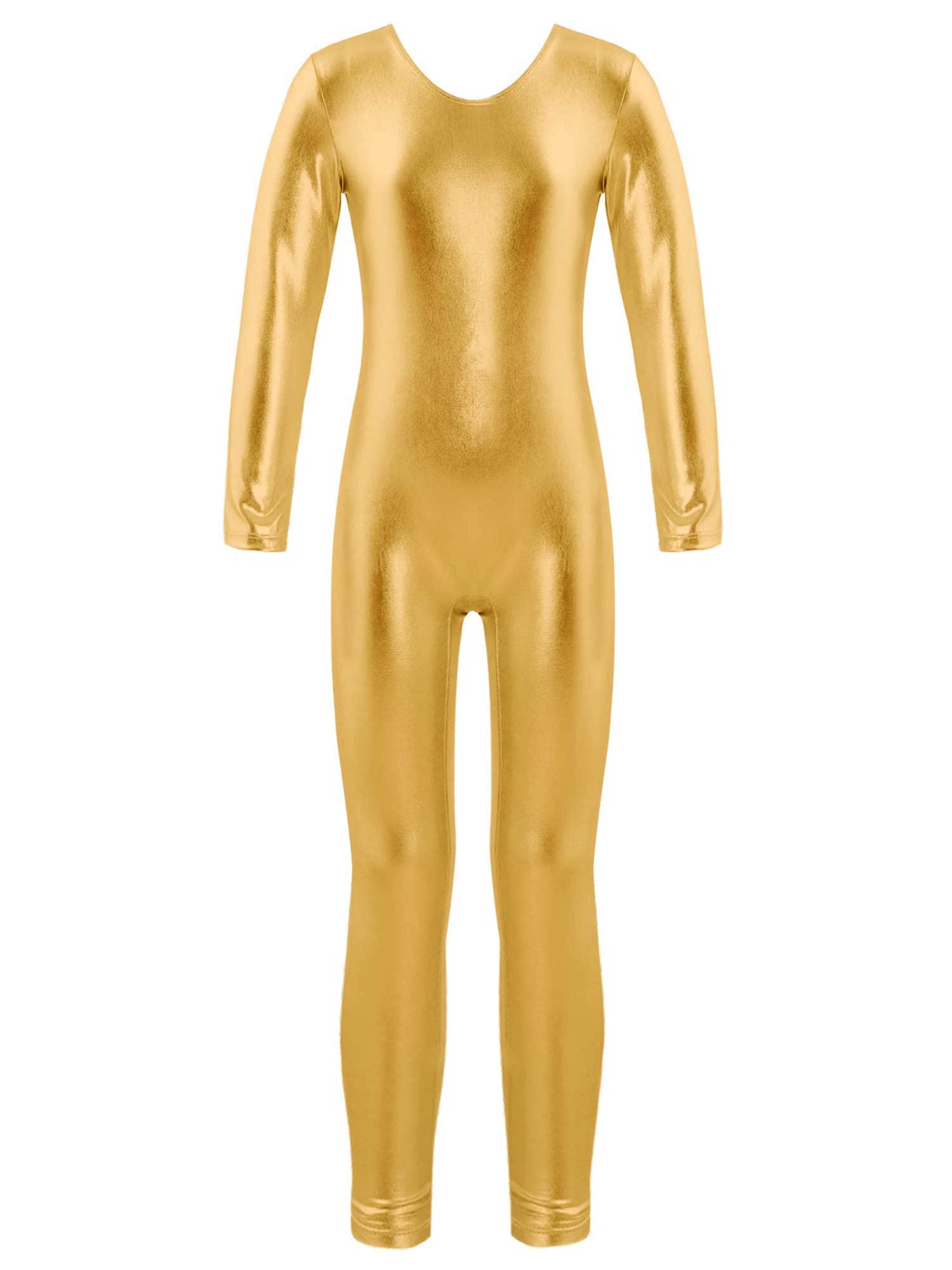 Alvivi Maillot Elástico de Gimnasia Rítmica para Niña Maillot Metálico de Patinaje Artístico Mono Completo de Gimnasia Disfraz de Bailarina Niña 3-16 Años