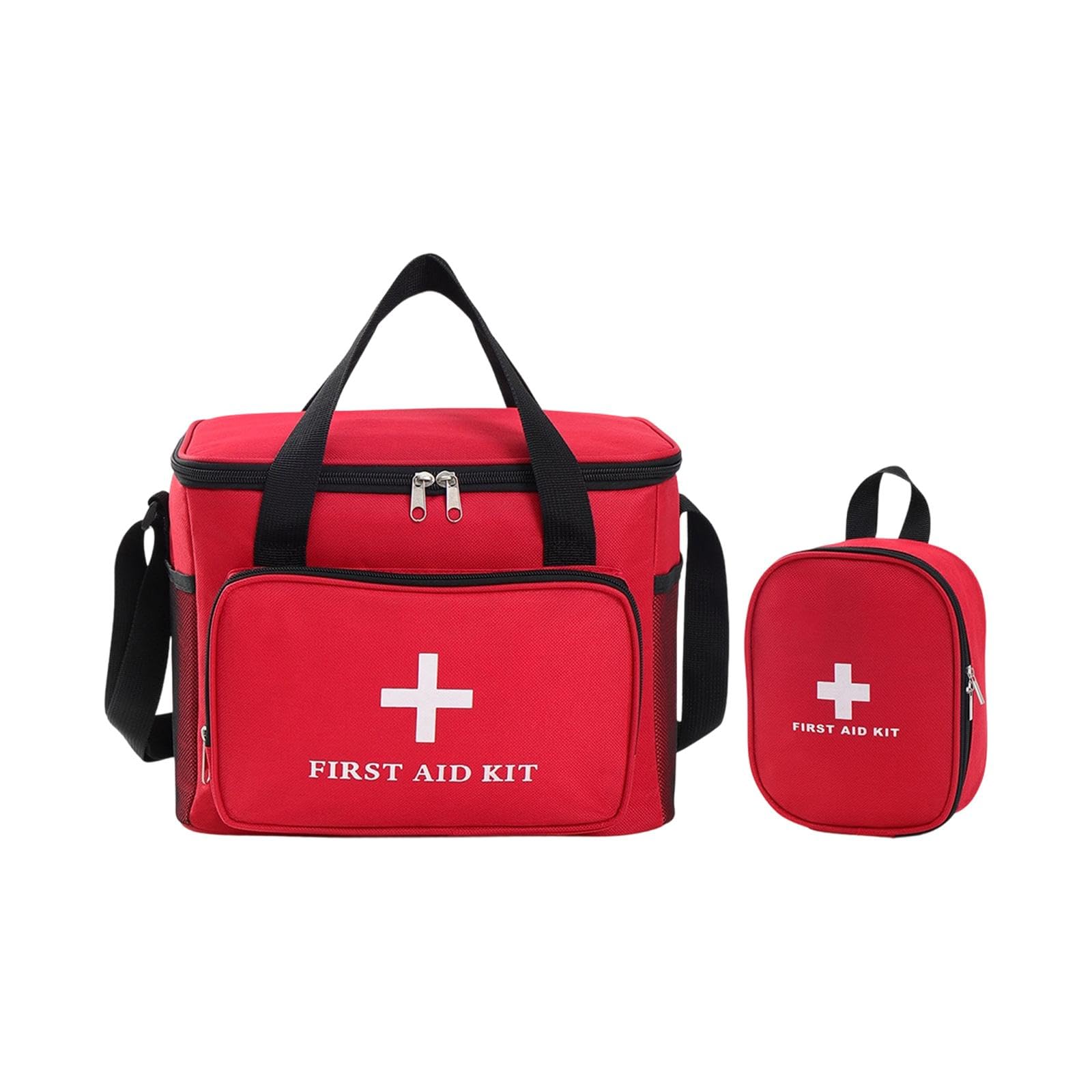 Amagogo Empty First Aid Bag Emergency Medical Bag with Adjustable Shoulder Strap Multipurpose First Aid Kit Travel Multi Pockets Utility Pouch for Traveling Outdoor (Red A with Small Bag)