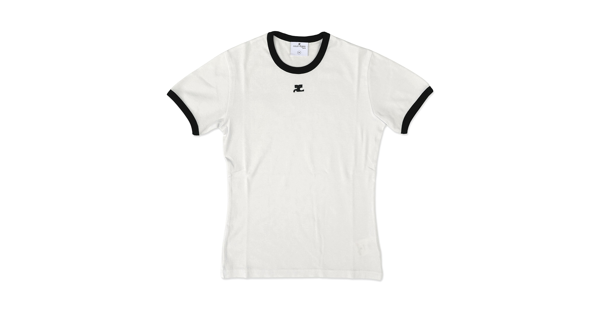 伊織 　Courrèges コントラストトリム Tシャツ　XL Courrèges コントラストトリム Tシャツ | ブラック | FARFETCH JP