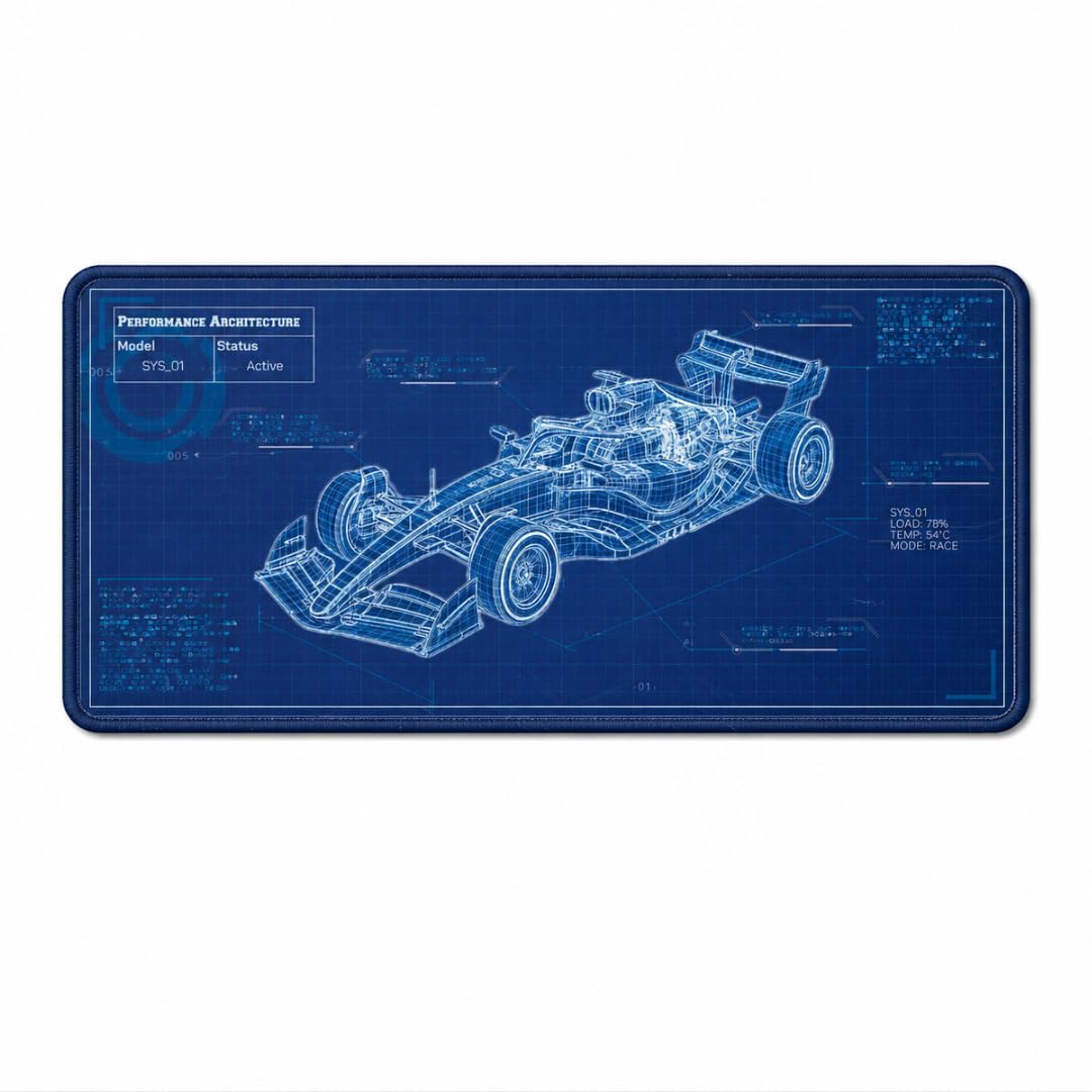 F1Nerd Car Blueprint Gaming Mouse Pad and Desk Mat for Desktop and Laptop Use | 60 x 30 cms-image-15