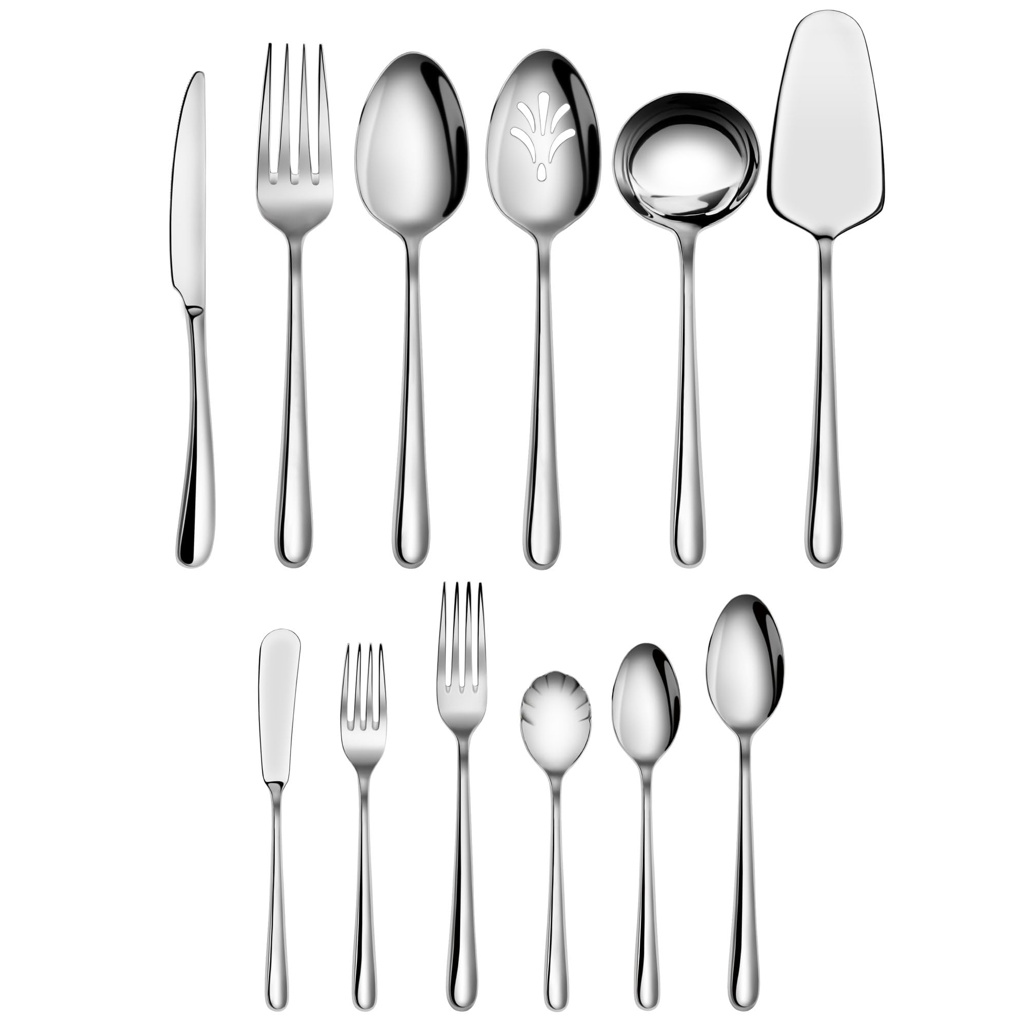Cangshan RAIN II Flatware Set, Stainless Forged, Window Box, Metallic Finish (47-Piece)