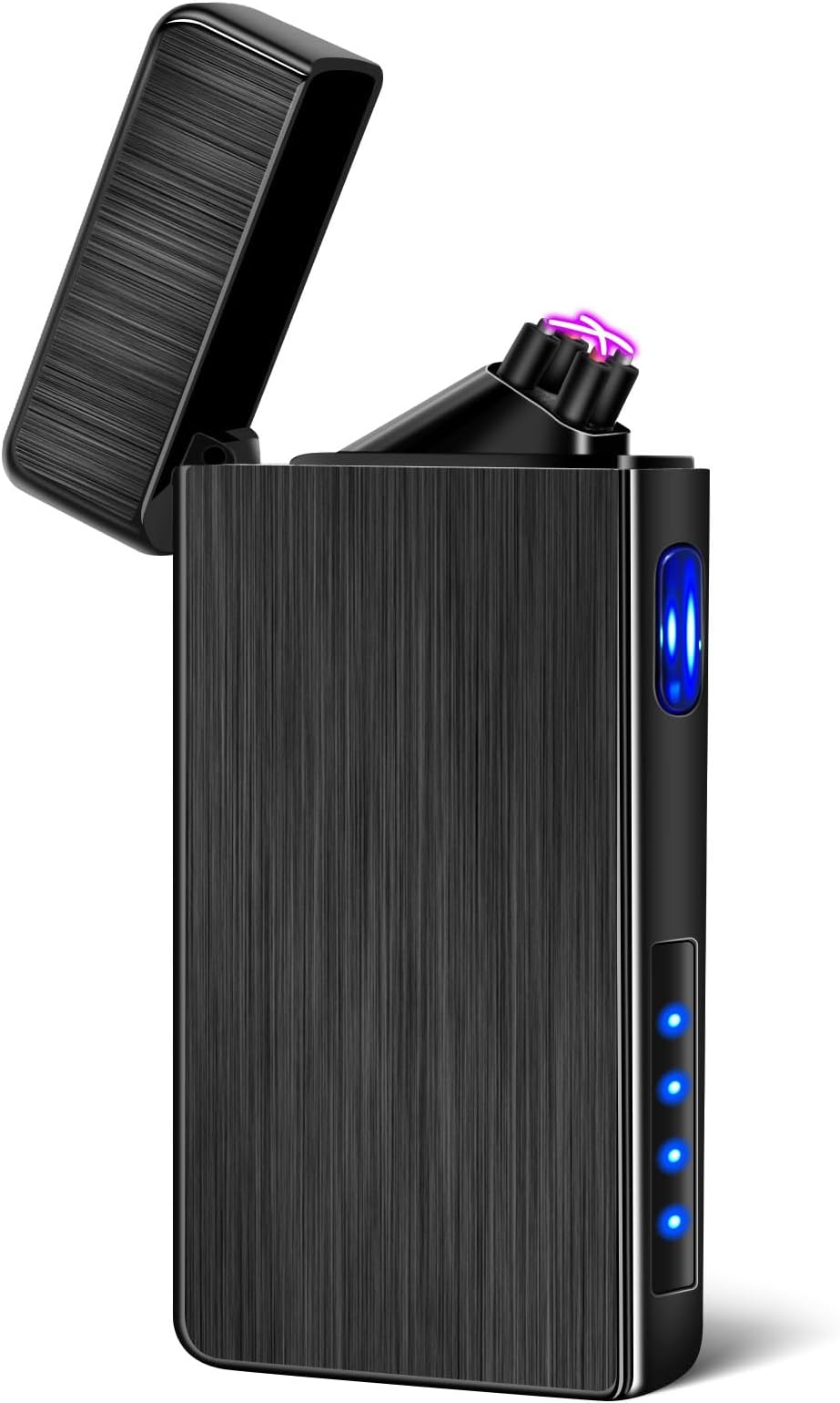 LcFun Electric Lighter USB Rechargeable Windproof Plasma Dual Arc Lighter, Flameless Cool Metal Lighters with LED Battery Indicator for Candles, Incense Stick, Outdoor Camping