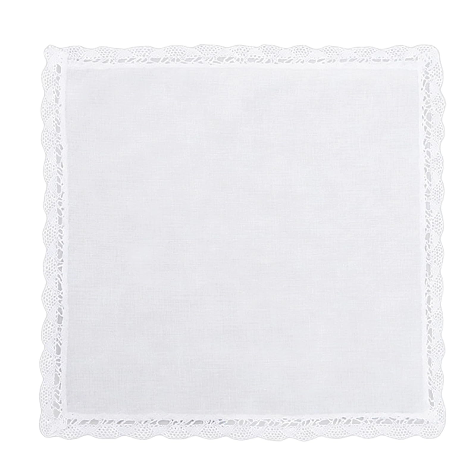 Fentency Handkerchiefs for Women White Handkerchief Cotton Ladies Hankies with Lace Edges for Wedding Party Functional Accessory