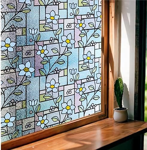Image of Decorative Glass Film Window Film for Glass Film for Windows Privacy - Blue Patti |16 X 36 Inchs