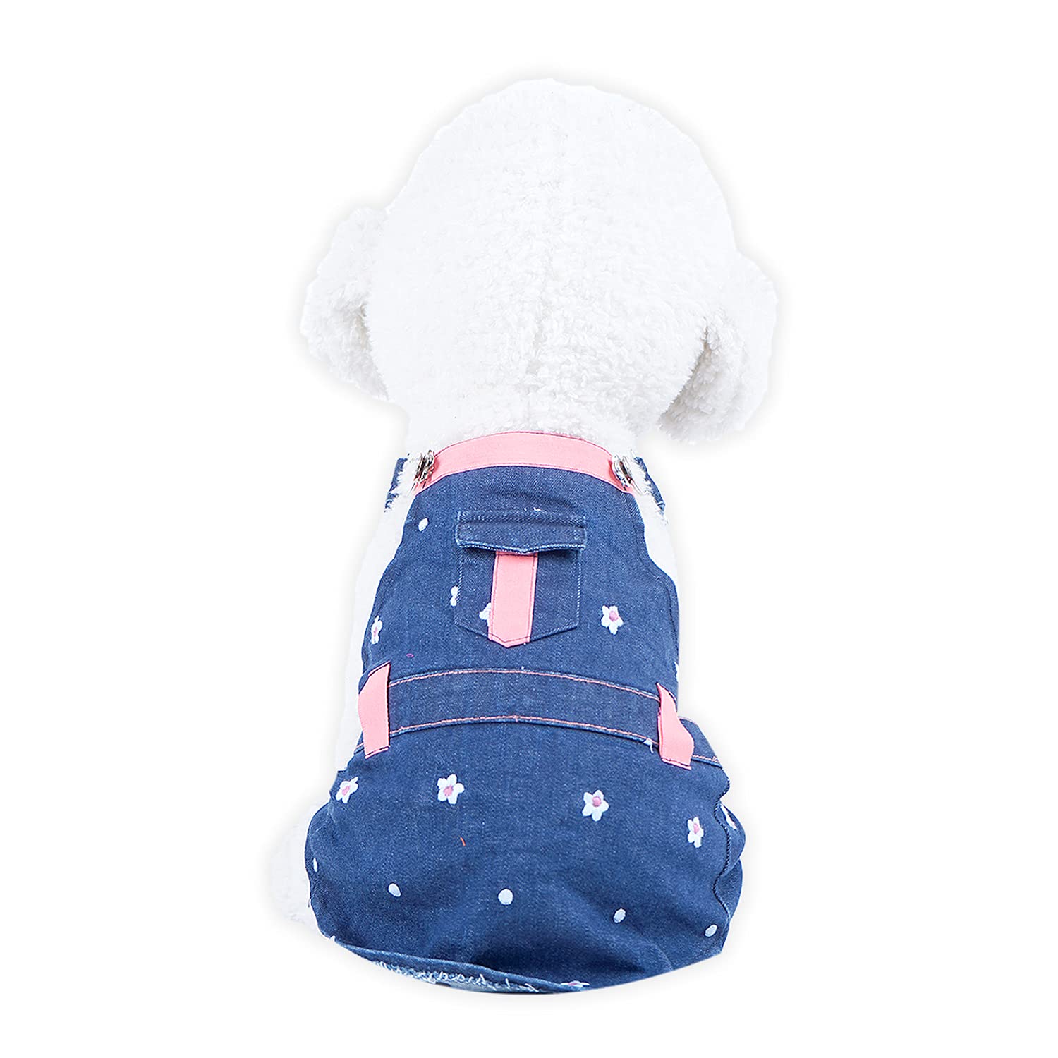 Emily Pets Dog Clothes for Small Dogs Girl Boy Dog Jeans Dungree Cool Blue Denim Coat Small Medium Large Dogs Cats with Pocket Bib Outfits Pleated Tiered Floral Embroidery for Summer (B09FFH8BWF) Amazon Price History, Amazon Price Tracker