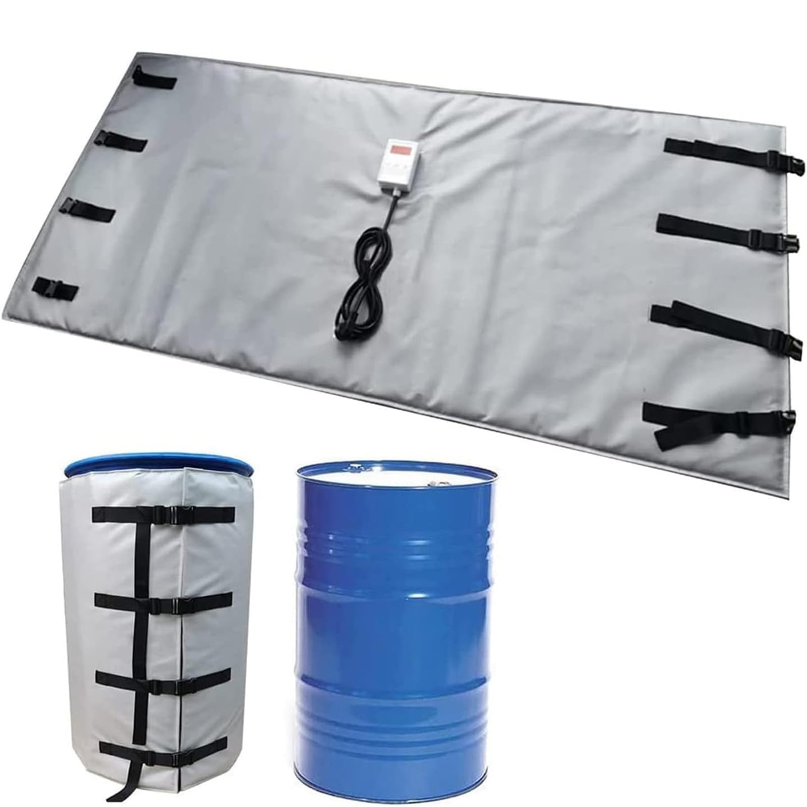 Chauffe-fût à huile Chauffe-fût en métal portable Coussin chauffant électrique en silicone avec thermostat Ceinture chauffante pour tambour à huile 200L Coussin chauffant en silicone résilient pour
