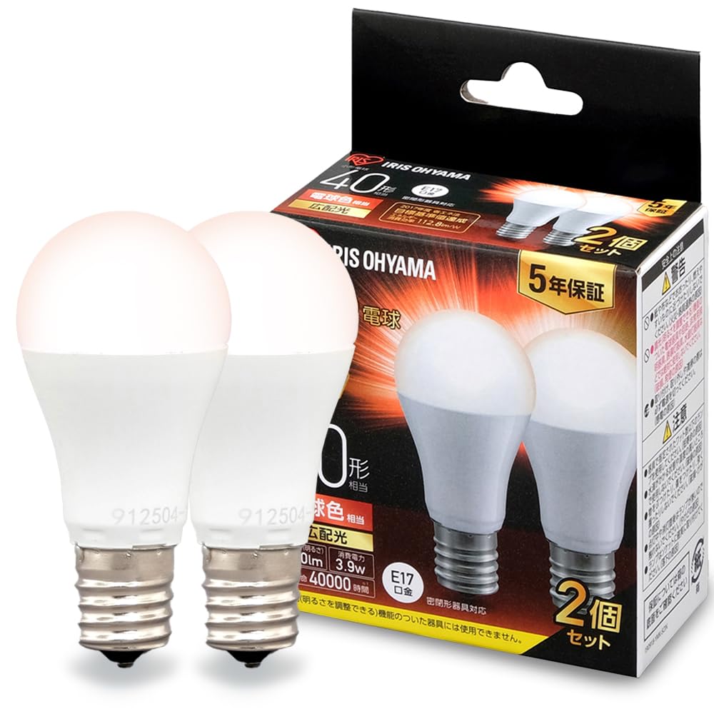 Amazon | アイリスオーヤマ LED電球 口金直径17mm 電球色 40W形 広配光