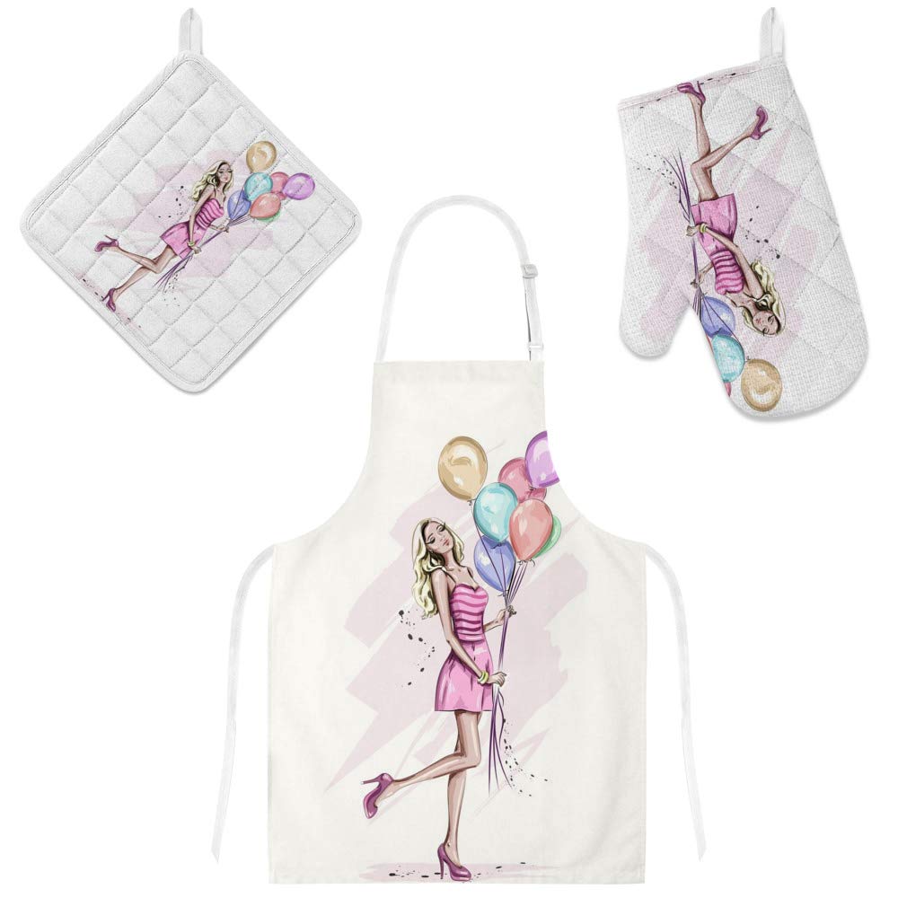 Tabliers de cuisine anti-tache femme lot de 3 pièces lavables en polyester taille unique