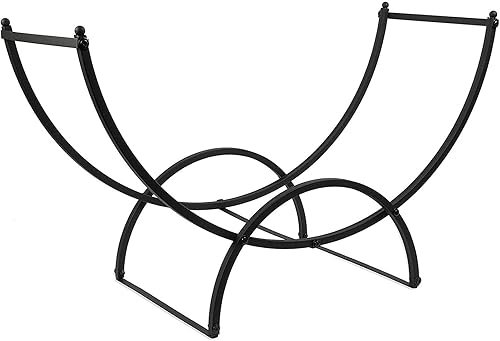 Miniatura 2 de Juvale Estante curvo de leña de 3 pies para interior y exterior (negro)