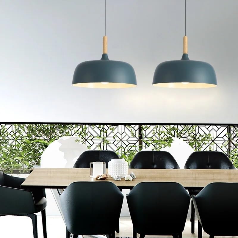 Genérico Lámpara de techo, Lámpara colgante moderna de color macarrón for restaurante, cafetería, lámpara hierro, for comedor, lámparas LED for muebles(BLUE,Dia 32x28CM)