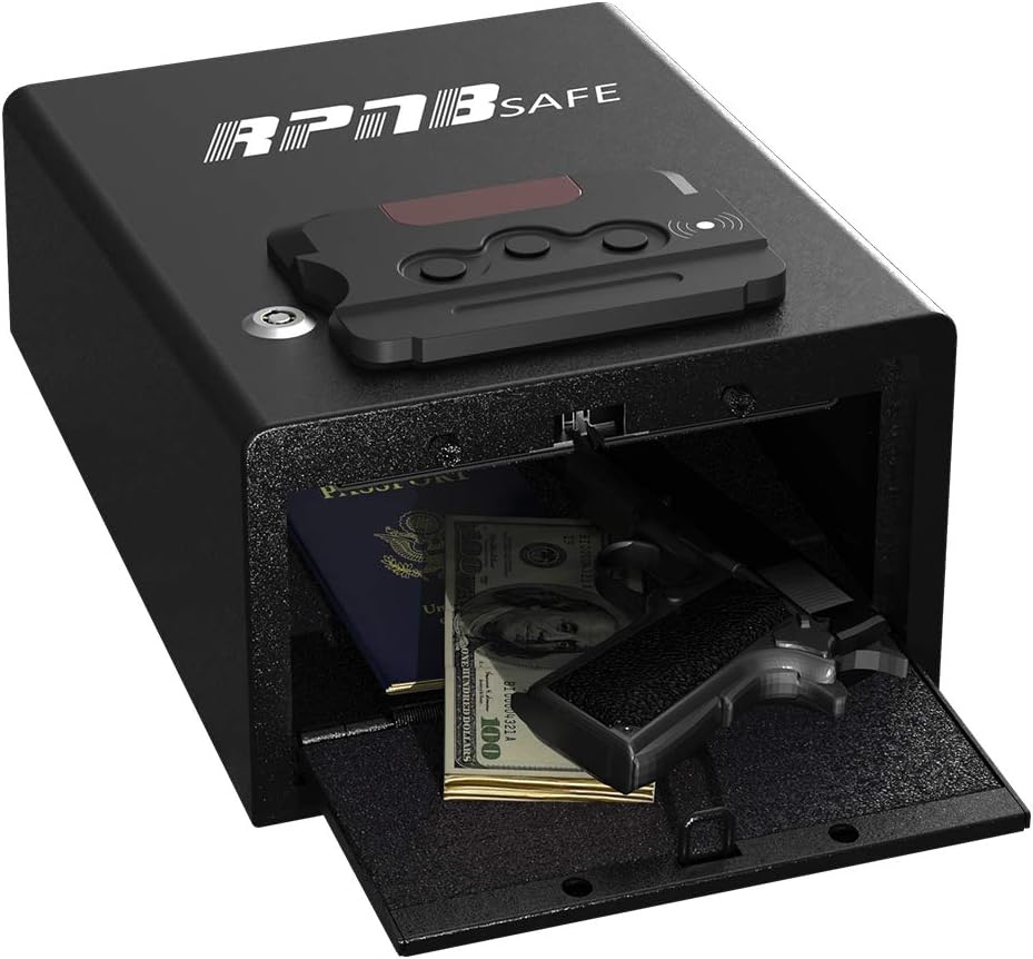 RPNB Pistol Safe Quick Access Pop-Open Door Safe, Gun Safe with Digital Key Pad, Heavy Duty Storage for Firearms Cash Jewelry Documents & More - for Home Office Hotel Use : Office Products